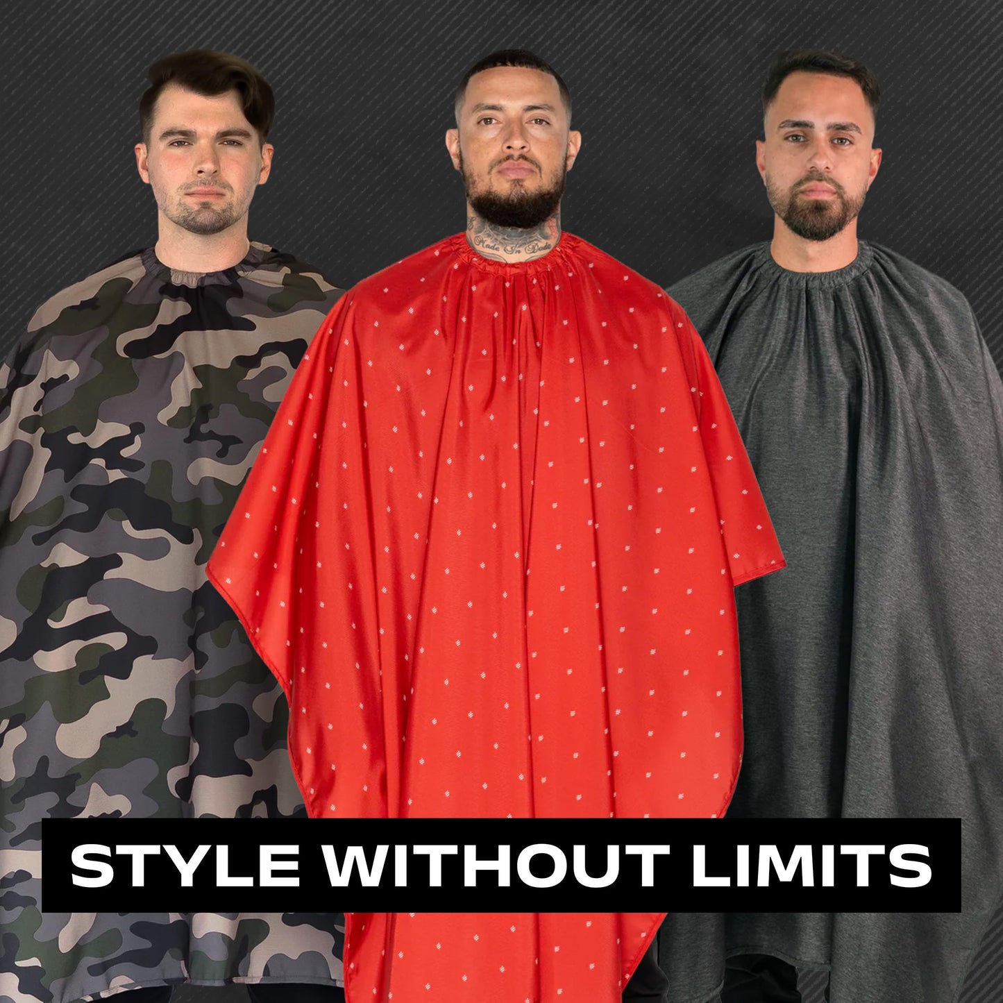 Barber Strong The Barber Cape, Hair Repelling and Static-Reducing Material, Flexible Elastic Neckband for Comfort, Water Resistant Fabric, Oversized for Complete Coverage, Black/White Stripe, 55 x 65"