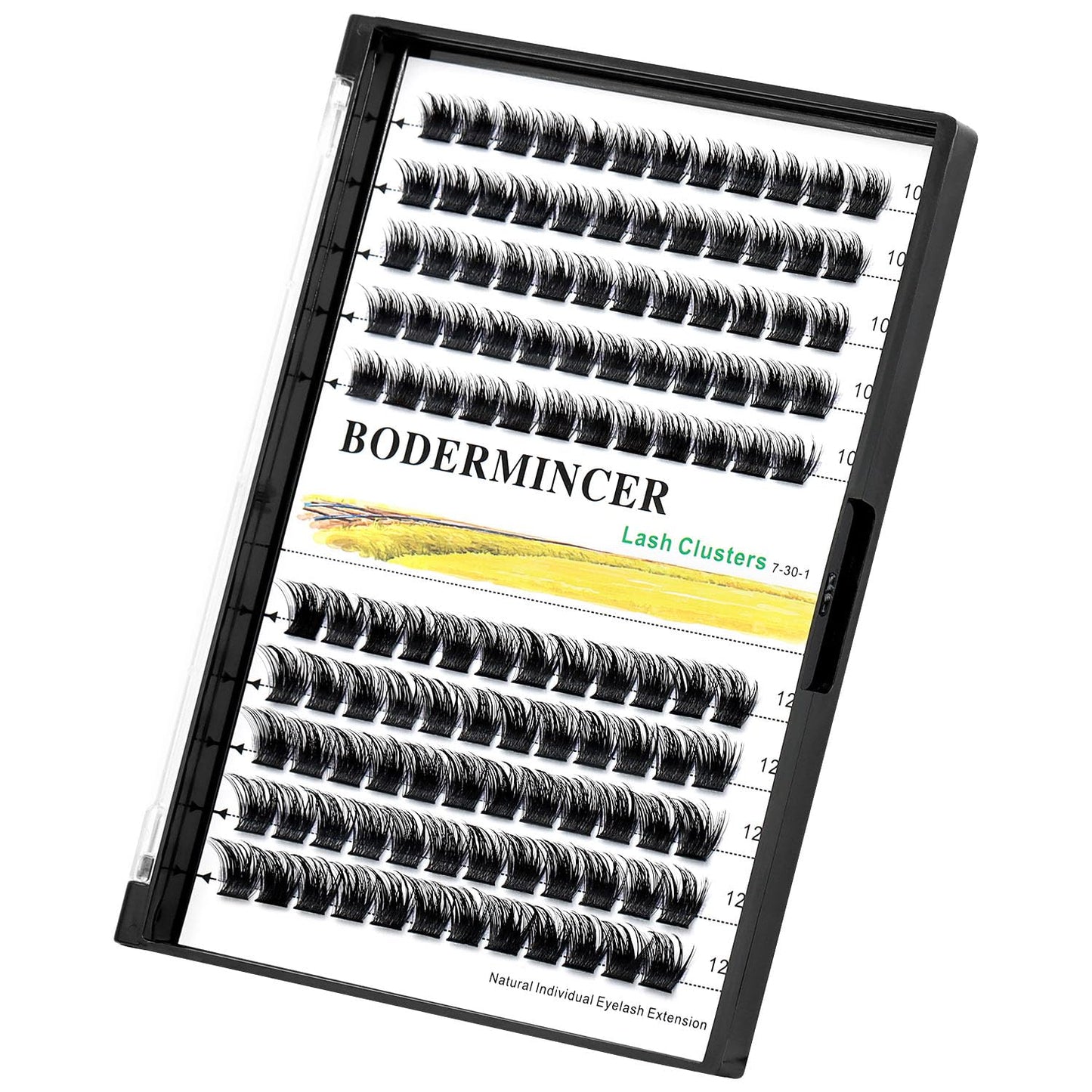 Bodermincer 120 Clusters 10mm+12mm/12mm+14mm Mixed Lash Cluster False Eyelash Individual Cluster EyeLashes Grafting Fake False Eyelashes Eyelash Extension (M01-Black-12mm)