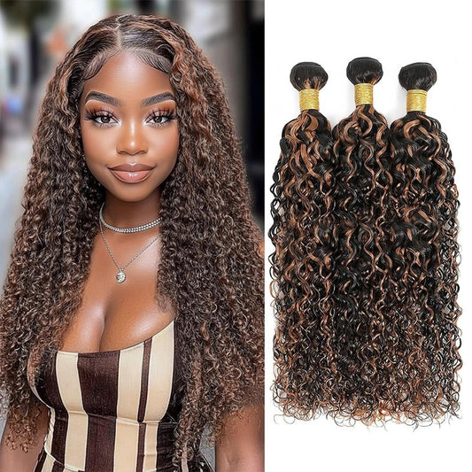 Highlight Human Hair Bundles P1B30 Ombre Brown kinky Curly Bundles 8 10 12 inch Double Weft Highlight Brown Kinky Curly Human Hair Weave Brazilian Virgin Remy Hair Extensions