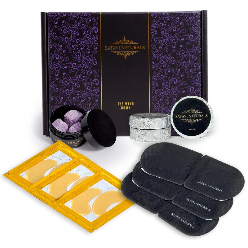 Spa Gift Set for Women – Lavender Aromatherapy Shower Steamers, Sugar Scrub, 24K Gold Eye Masks & Steam Eye Mask | Self Care & Relaxation Gift Box for Stress Relief at Home