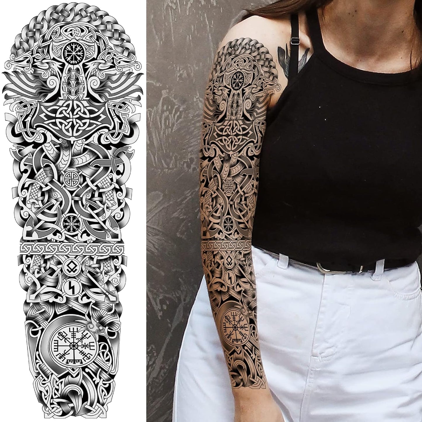 Tribal Temporary Tattoo Sleeves - Full Arm Polynesian & Maori Designs | 6-Sheet Set for Men & Women