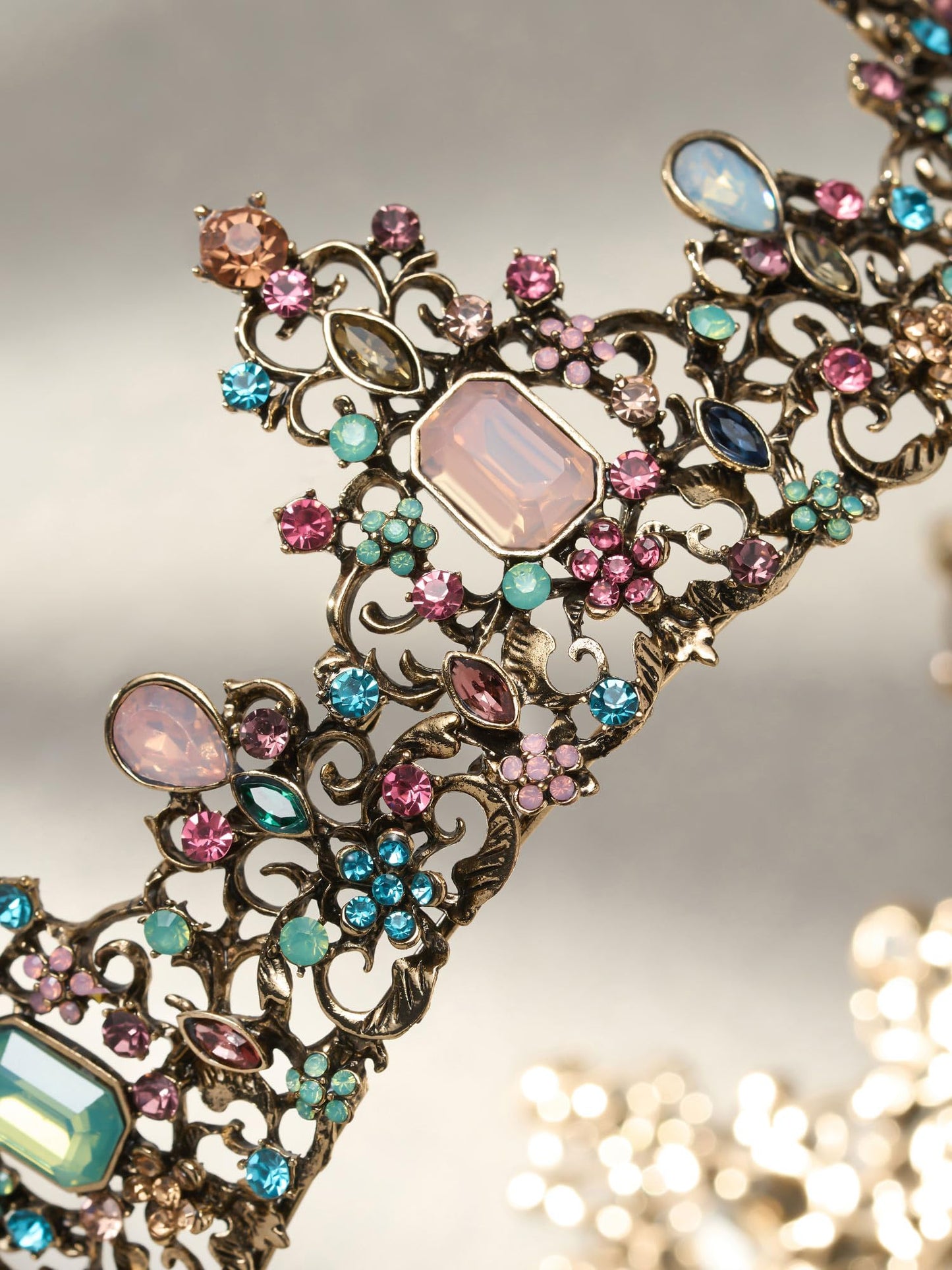 SWEETV Jeweled Baroque Queen Crown - Rhinestone Wedding Crowns and Tiaras for Women, Costume Party Hair Accessories with Gemstones,Victoria
