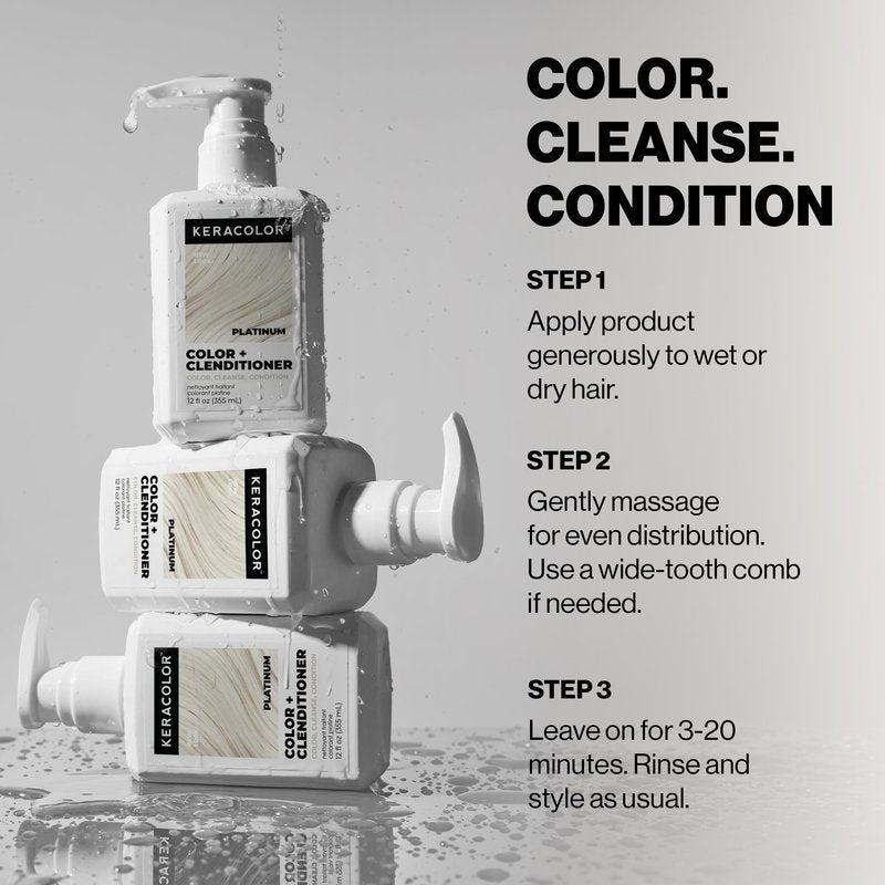 Keracolor Clenditioner PLATIUM Hair Dye - Semi Permanent Hair Color Depositing Conditioner, Cruelty-free, 12 Fl. Oz.