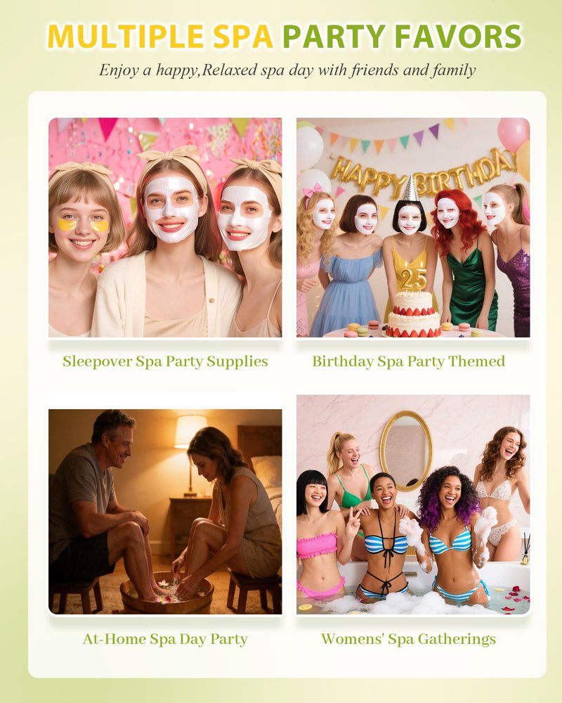 60 PCS Spa Party Supplies,Spa Party Favors kits Include Face Masks Skincare,Hand Cream, Lip Balm,Under Eye Patches,Lip Mask,Foot Bath Bombs,Women Ideal Gift Bulk Birthday Sleepover Spa Party