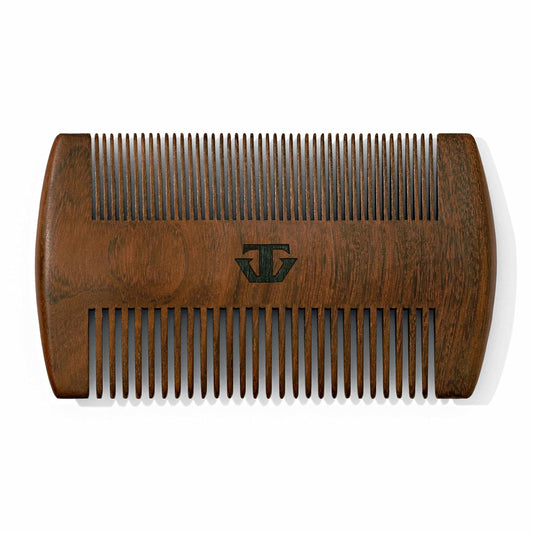 Sandalwood Beard Comb for Men - Premium Wooden Grooming Tool with Mother of Pearl Inlay | Perfect for Beard & Mustache Care