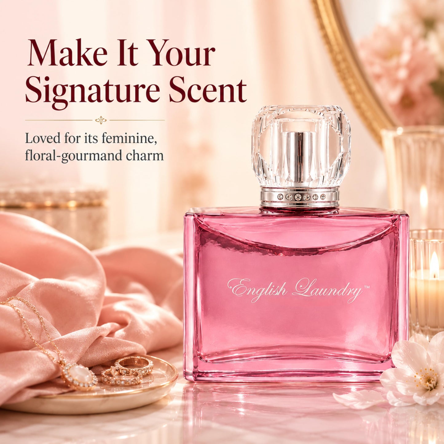 English Laundry Signature Eau de Parfum for Her | Floral Gourmand Scent | Cologne w/Quince & White Chocolate Top Notes, Jasmine & Orris Root Heart, and Sensual Woods Base | (UNBOXED) 3.4 fl. oz.