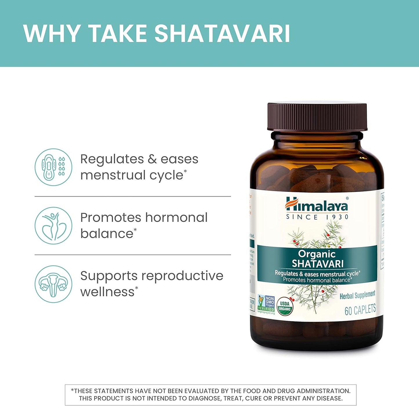 Himalaya Organic Shatavari Capsules - Hormone Balance & Menstrual Relief | Vegan, Gluten-Free, 1300 mg, 2-Pack