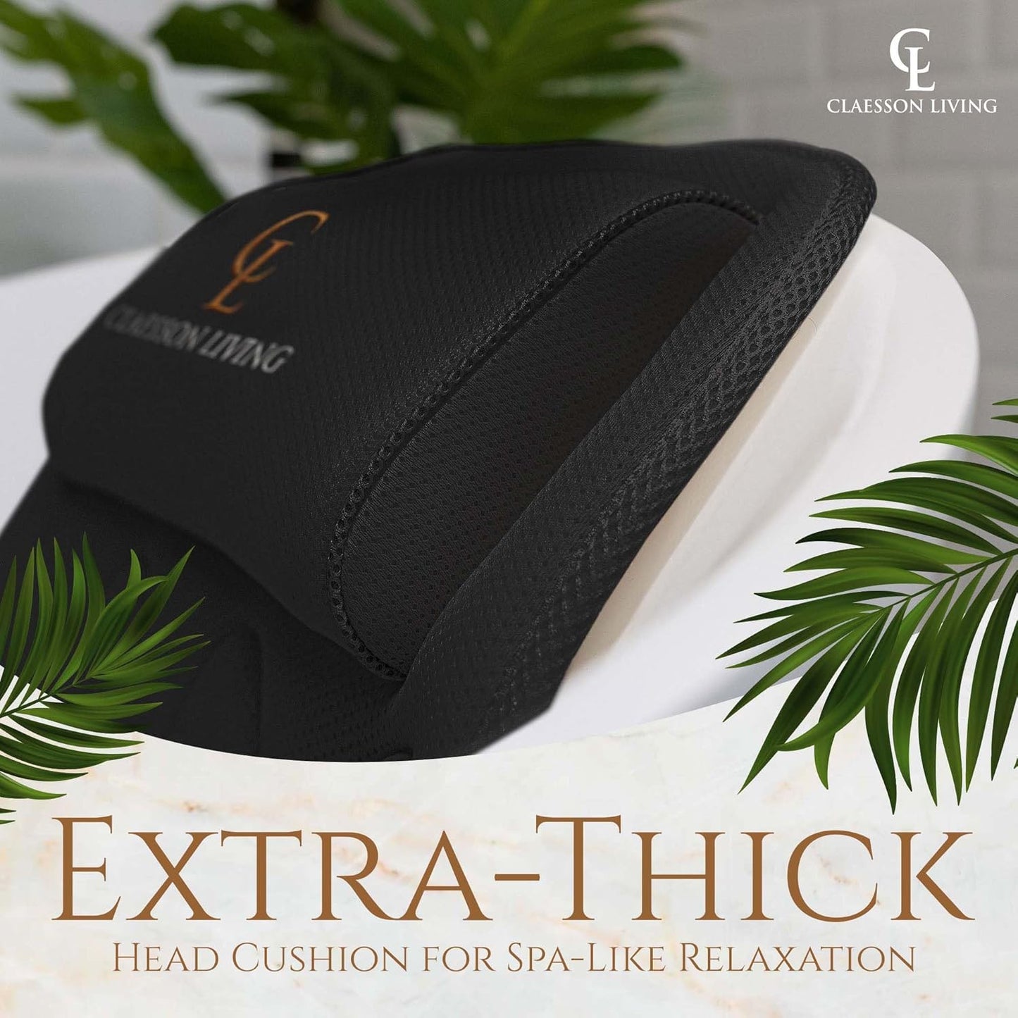 Full Body Bath Pillow - 17'' x 49'' Bathtub Cushion with Headrest for Neck, Back & Legs | Includes Hanging Hooks & Travel Bag - Black