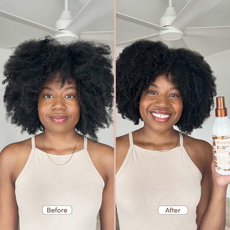 Mizani 25 Benefit Miracle Milk Leave-In Conditioner - Coconut Oil Heat Protectant & Detangler for Curly Hair