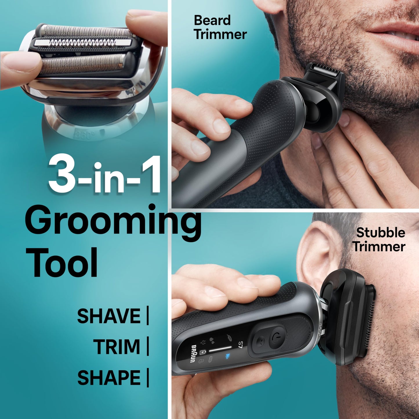 Braun Series 7 70 Shaver Stainless Steel Battery Powered Maleelectric shaver