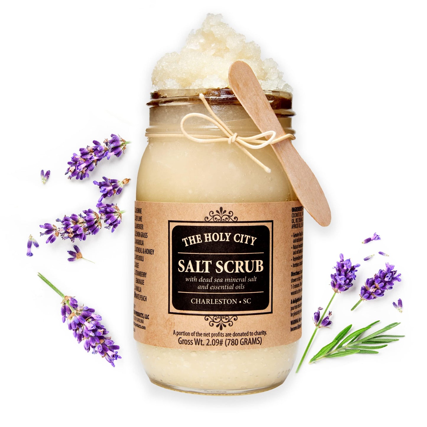HOLY CITY SKIN PRODUCTS Exfoliating Body Scrub - Pure Dead Sea Salt Scrub for Hands and Body, 16 fl oz Hydrating Moisturizing Skin Care for Body Acne, Eczema, Wrinkles (Lavender)