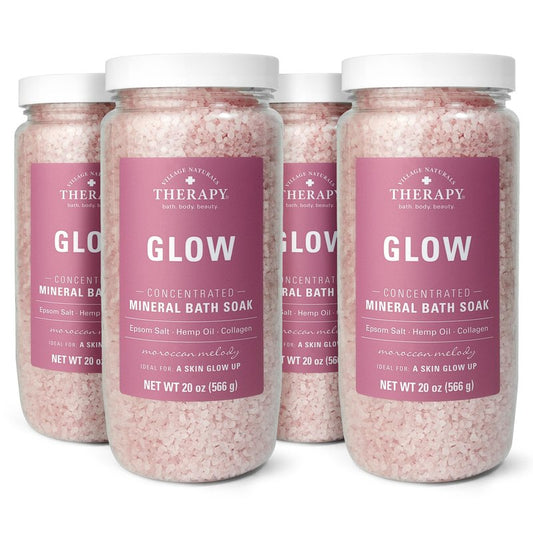 Village Naturals Therapy Glow Concentrated Mineral Bath Soak, Moroccan Melody Scent, 20 oz, Pack of 4