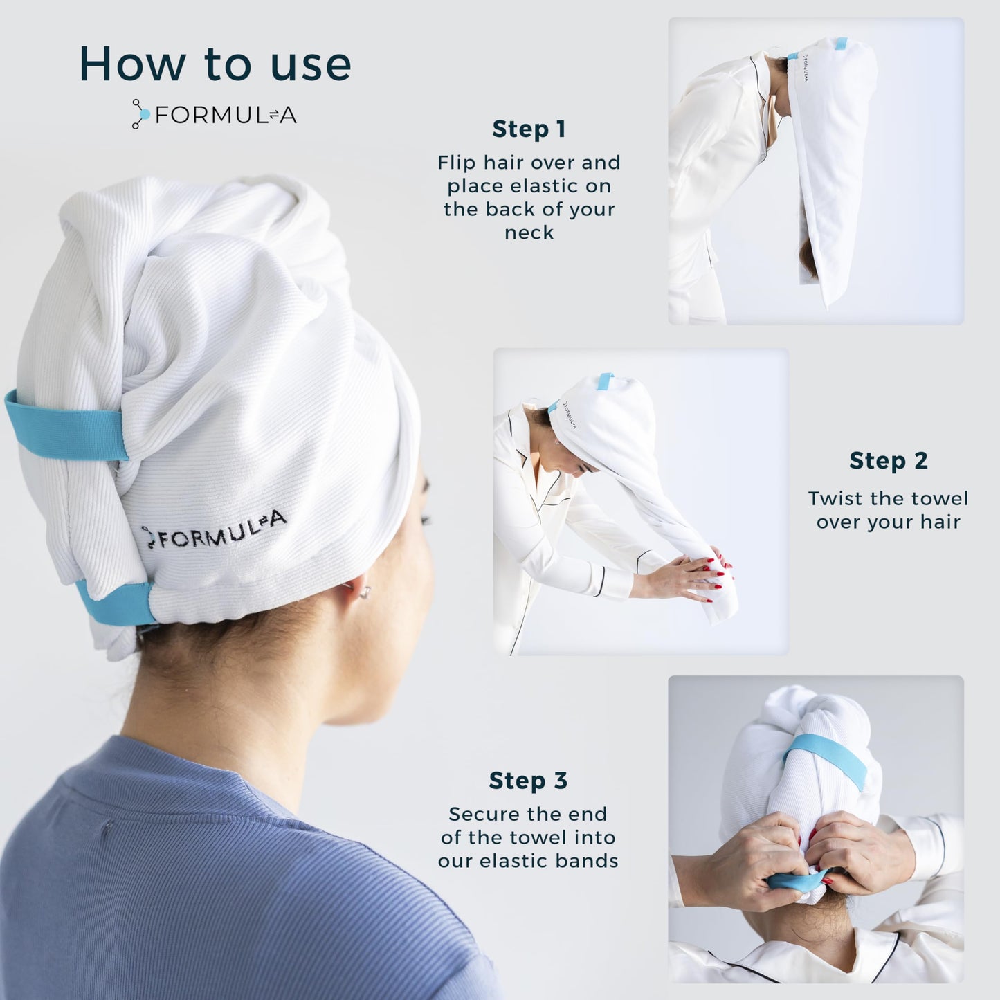 FORMUL-A Microfiber Hair Towel Wrap for Women – Anti Frizz Towel - Fast Hair Drying Towel Wrap – Hair Care Products – Hair Plopping Wrap Towel – Hair Turban for Wet Hair – Super Absorbent