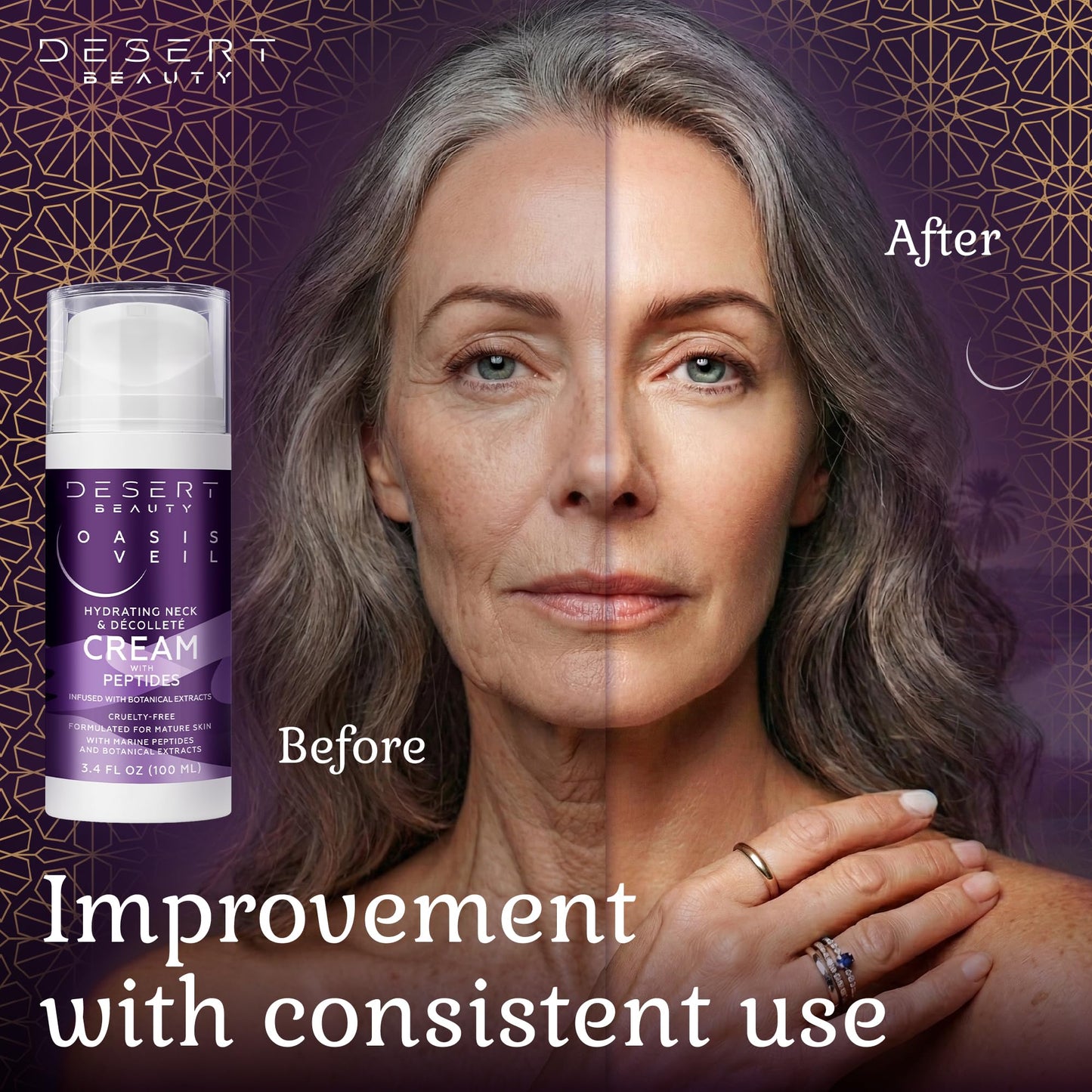 Desert Beauty Neck Firming Cream - Tightening and Lifting Formula - Peptides, Collagen, Hyaluronic Acid - Neck Cream for Women Over 50-3.38 fl oz