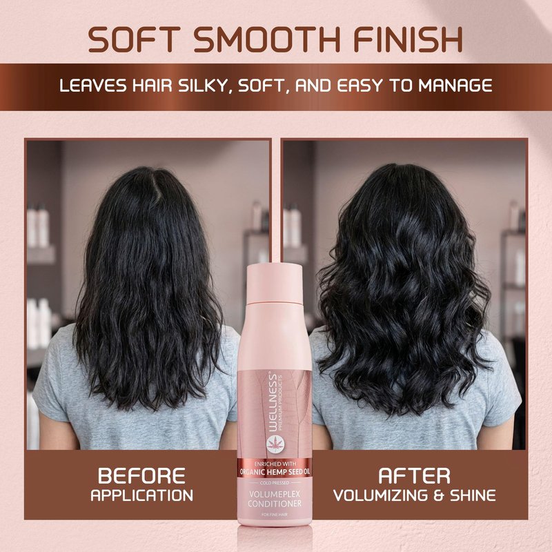 Wellness Premium Products Volumeplex Volumizing Conditioner for Fine Thin Hair |Hyaluronic Acid & Organic Hemp Seed Oil | Volume-Boosting, Nourishing Formula | Plant-Based Therapy, Color Safe, 500ml
