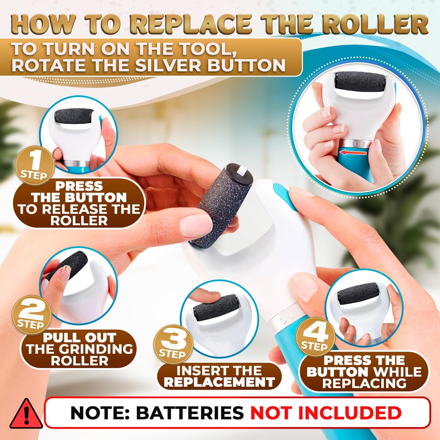 Electric Callus Remover for Feet with Rollers for Skin 11 Psc - Foot Heel Callus Remover Foot Scrubber Dead Skin Remover Tool for Feet Care Heel Scraper for Cracked Heels Pedicure Supplies