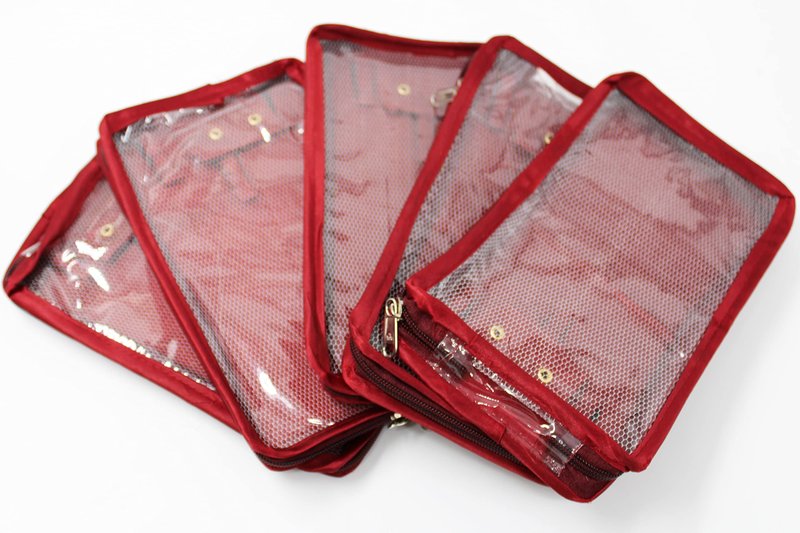 atorakushon Combo Satin Makeup Pouches Vanity Jewellery Traveling Organizer Storage Box Cosmetic carry it along anywhere easily For Women Maroon