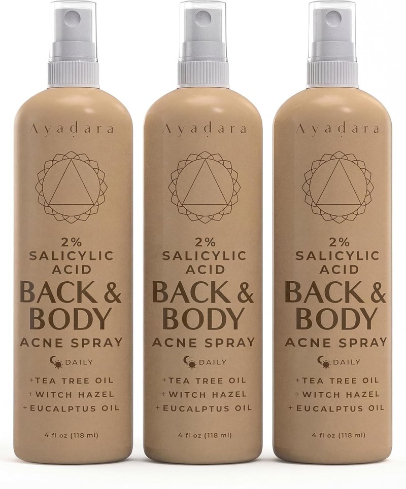 Acne Body Spray - 2% Salicylic Acid Treatment for Back & Body Acne | 3-Pack for Teens & Adults