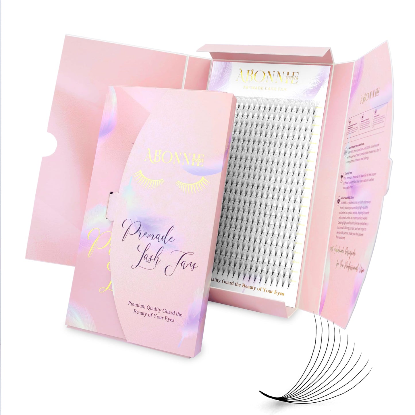ABONNIE Premade Fans Eyelash Extensions, 400 Fans 10D 11mm Promades Eyelash Fans,0.07 Thickness D Curl Premade Lash Fans, Handmade Premade Fans Volume Lash Extensions (Pointy Base 10D 0.07-D 11mm)