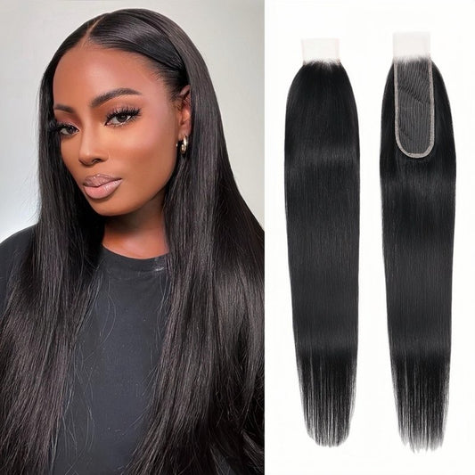 2x6 HD Lace Closure Straight Human Hair 18 Inch 2 by 6 HD Lace Closure 100% Brazilian Virgin Unprocessed Middle Part Human Hair Kim K Closure With Baby Hair Natural Color