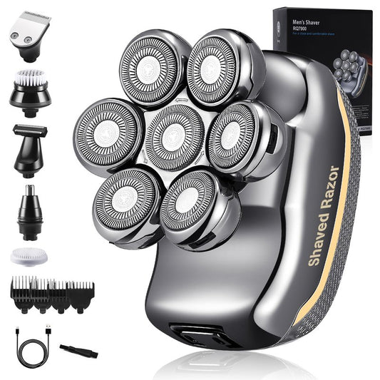 Head Shavers for Bald Men: - Electric Head Shavers for Men Wet&Dry Waterproof Cordless Electric Razor, 6-in-1 Rotary Shaver Grooming Kit with Nose Beard Trimmer Hair Clipper