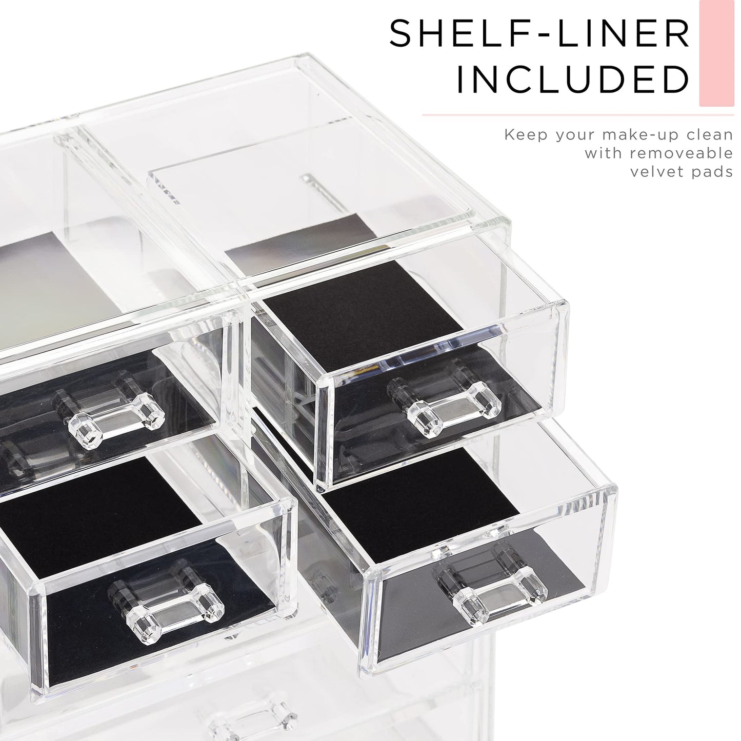 Sorbus Acrylic Makeup Organizer Set, 7-Drawer Vanity & Countertop Cosmetic Storage with Small & Wide Compartments, CLear Makeup Storage for Brushes, Jewelry – Holiday Gift for Women & Teens