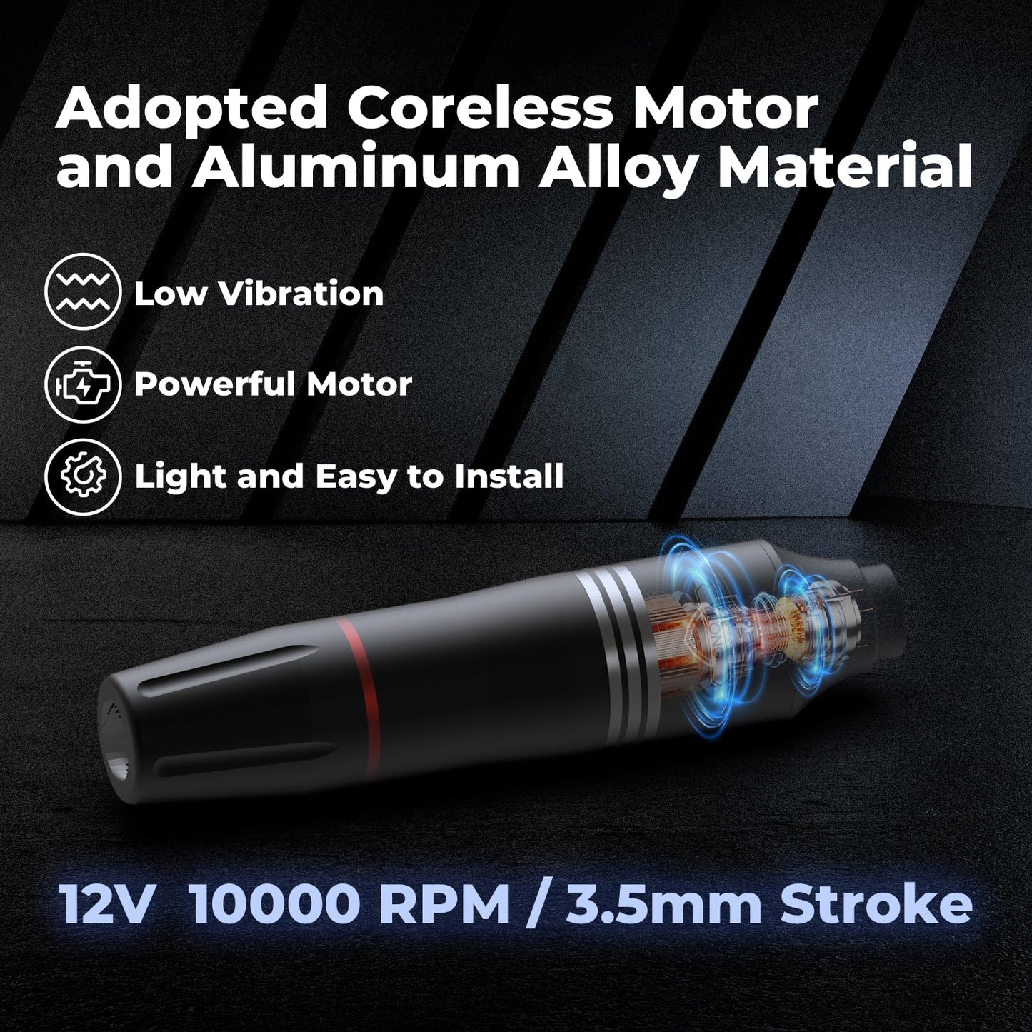 Wireless Tattoo Kit for Beginners - Tattoo Machine with 2pcs 1200 mAh Capacity Power Supply, Tattoo Pen Kit with 10Pcs Tattoo Cartridge Needles Transfer Papers and 2mm Tatoo Practice Skin
