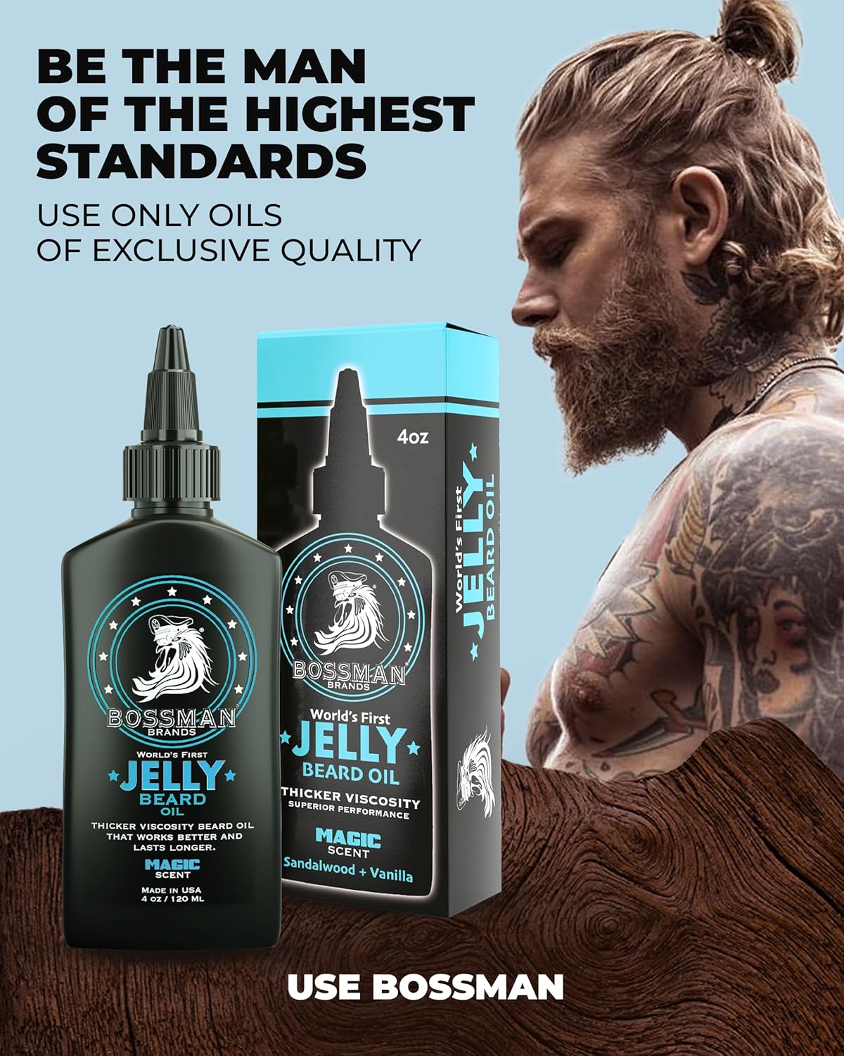 Bossman Jelly Beard Oil for Men - Softens & Conditions | 3-Pack, 12 oz Total, Magic Scent