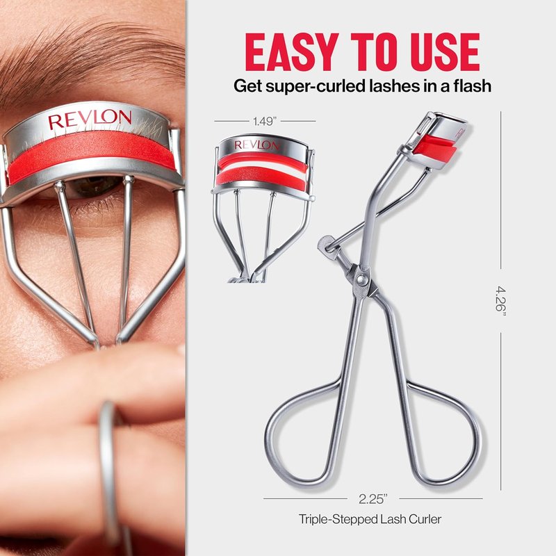 Revlon Triple-Stepped Eyelash Curler - Gentle 3-Tiered Pads for Effortless Curling | One Count