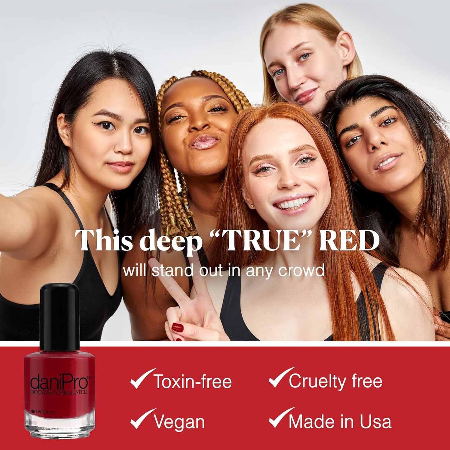 DaniPro Nail Polish - Always Be True Deep Red | Vegan Formula with Biotin & Vitamins, 0.5 oz