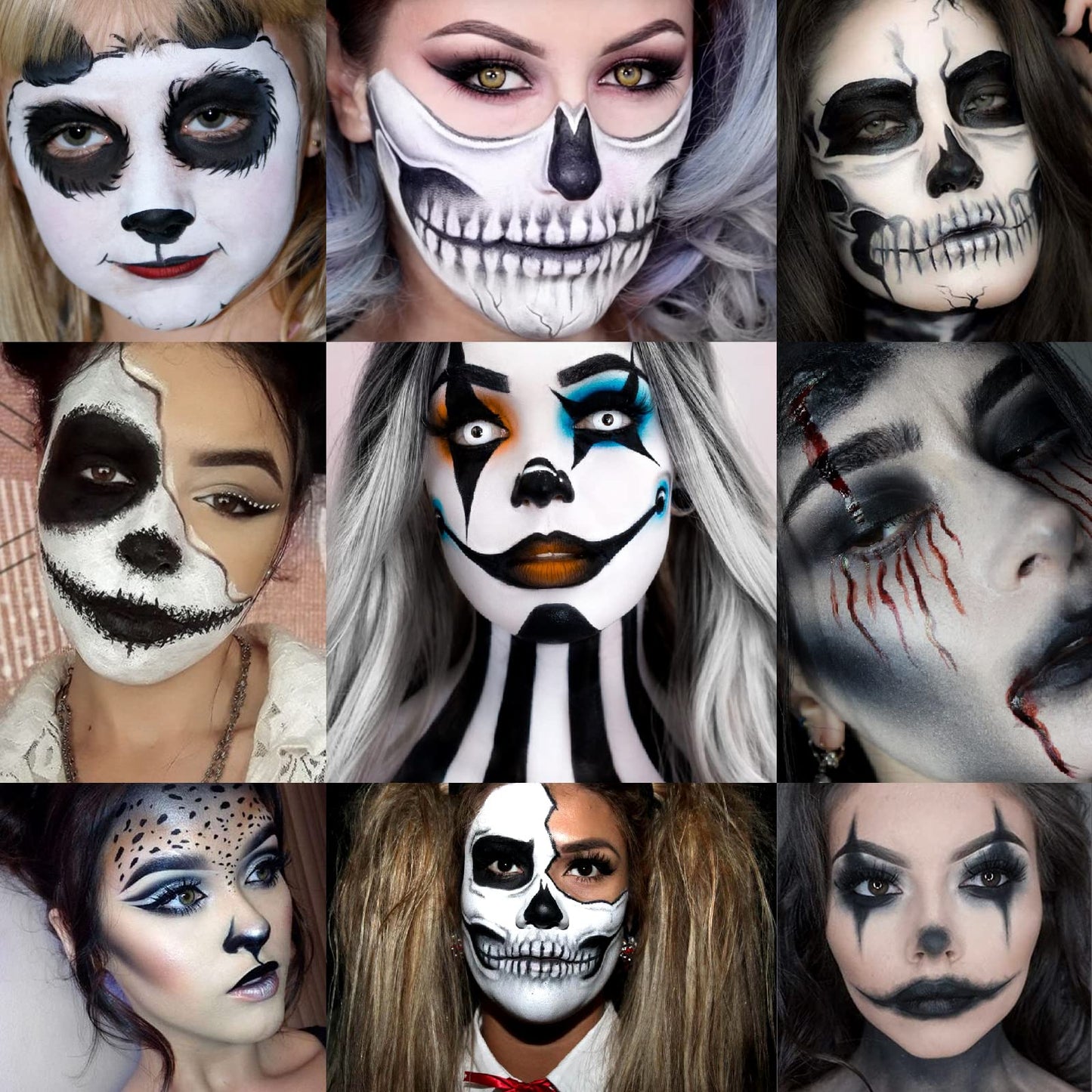 Afflano Black Red Eyeshadow Palette Smokey Eyes Makeup, Highly Pigmented True Red Eye Shadow + Blendable Dark Grey Silver Makeup Palette 2 Pcs., for Halloween SFX Vampire Special Effects Clown Makeup