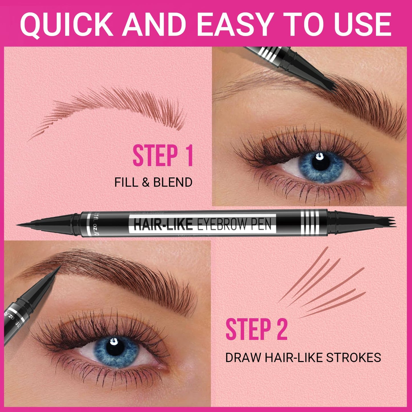 iMethod Eyebrow Pen - Eyebrow Pencil Dual-Ended Eye Brow Pencils for Women with 4-Fork-Tip & Precise Brush-Tip Create Natural Hair-Like Brows, Last All-Day