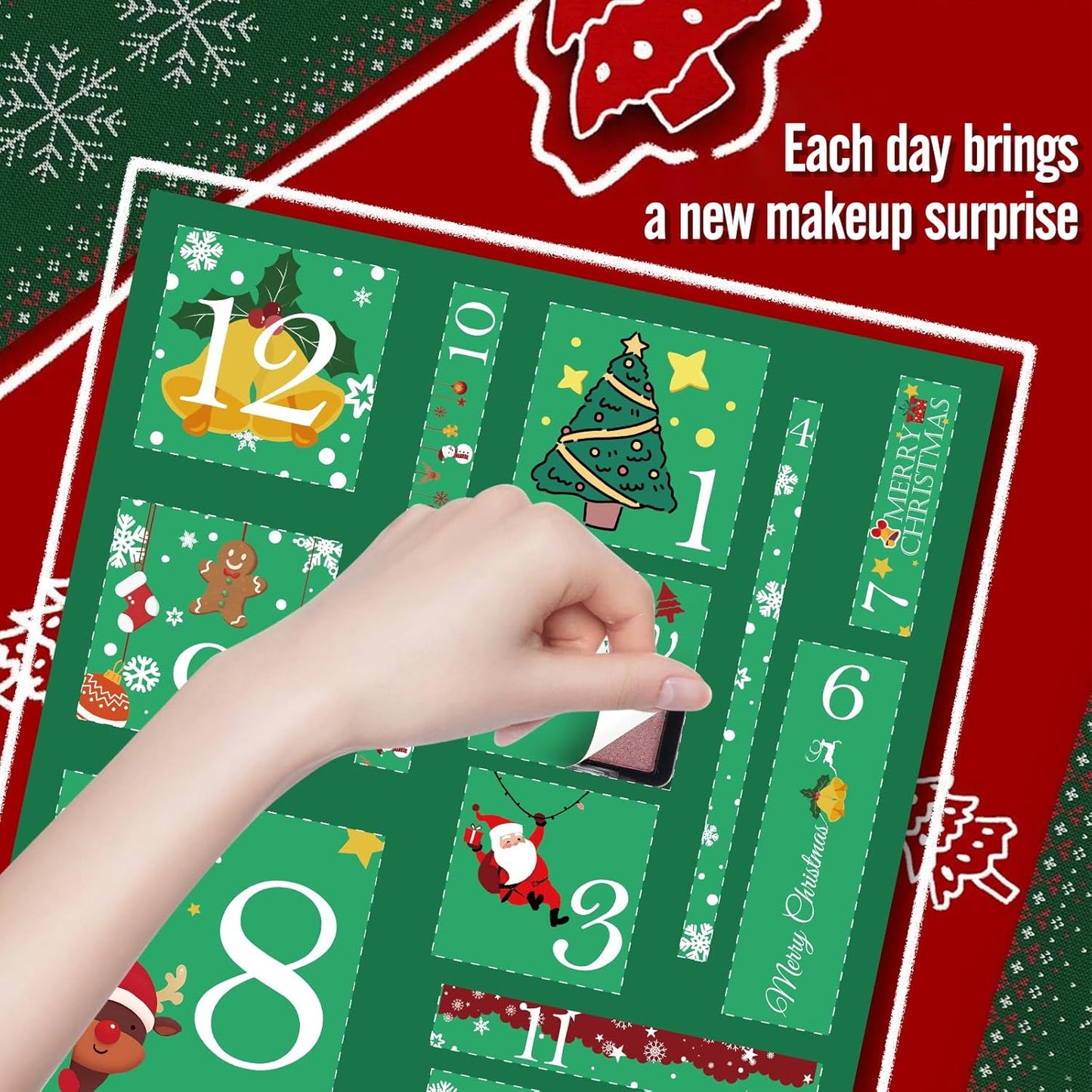 Makeup Advent Calendar 2025 - 12 Days of Surprises for Women & Teens | Holiday Countdown Cosmetic Set with Eyeliner & Lip Oil
