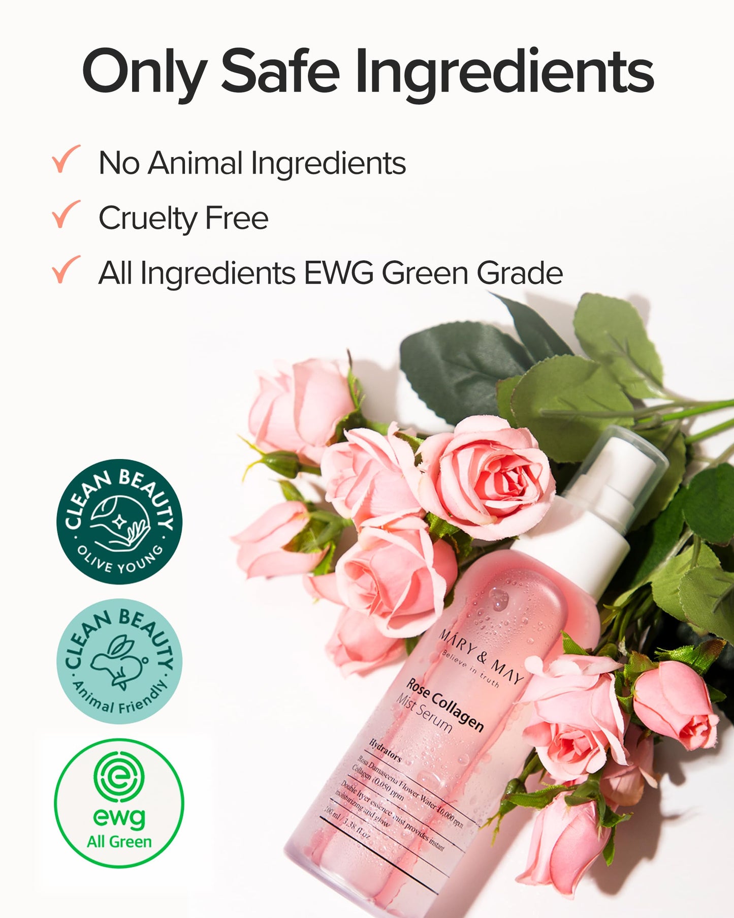 Mary&May Rose Collagen Double-Layer Oil + Water Face Mist, 3.38 fl.oz