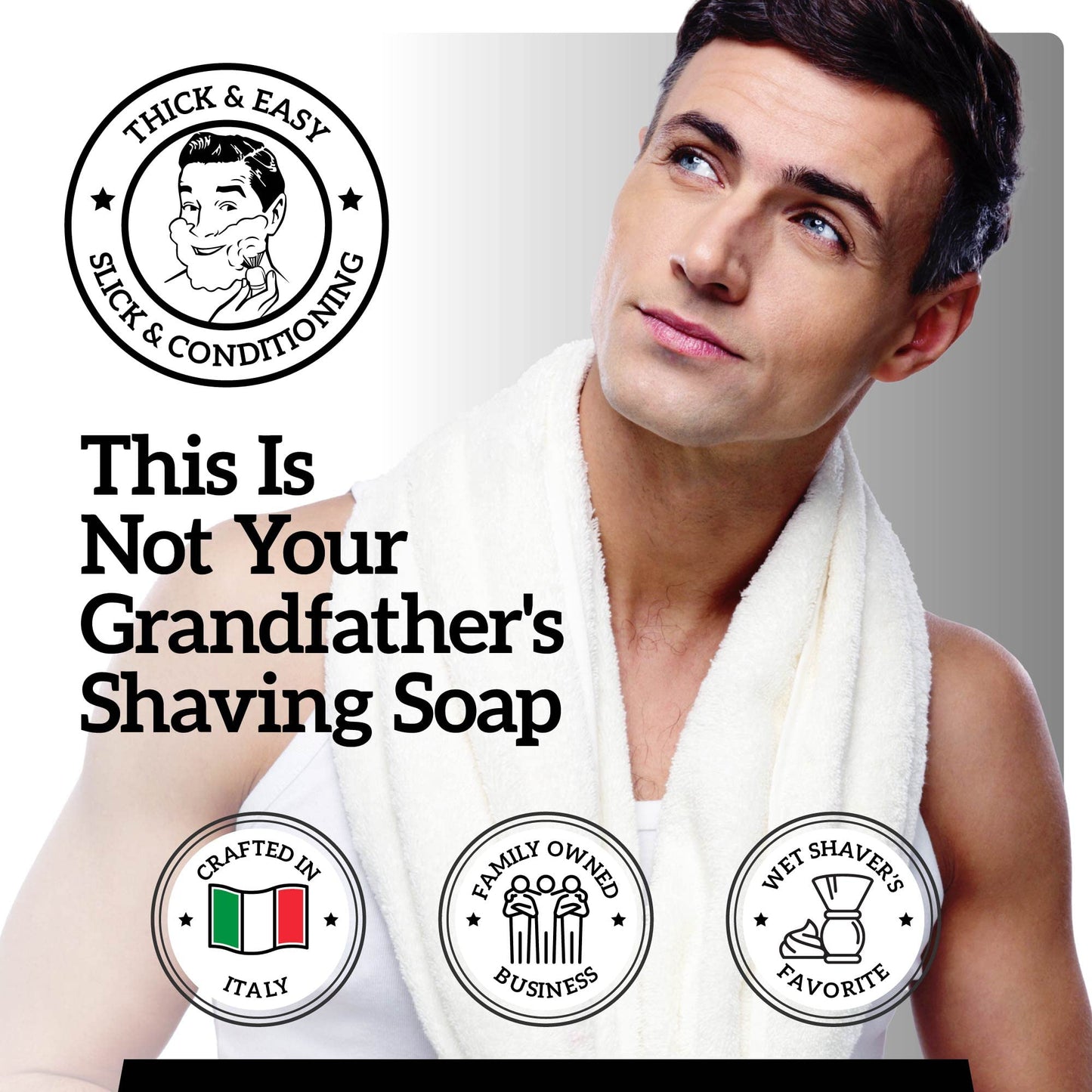 Mr. Fine 21C Men’s Shaving Soap, Builds Thick & Easy Lather, Protects From Razor Burn & Irritation, No Artificial Colors, Made In Italy, 5oz. (150ml), American Blend