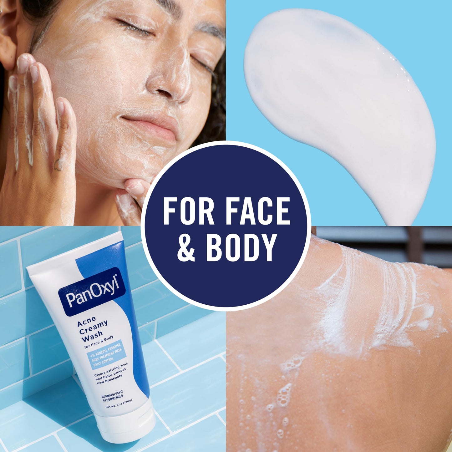 PanOxyl Wash and Moisturize Duo Bundle – Creamy Acne Wash 4% Benzoyl Peroxide, Balancing Repair Moisturizer 4% Niacinamide