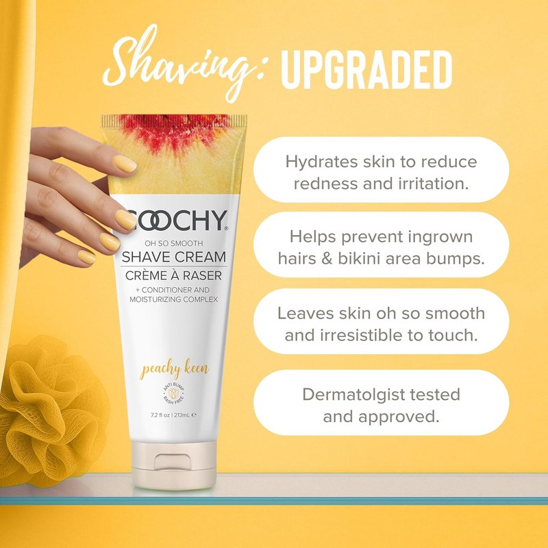 Coochy Shave Cream - Gentle Moisturizing Shaving Lotion for Intimate Areas | Rash-Free Hydrating Formula, Peachy Keen, 12.5 oz