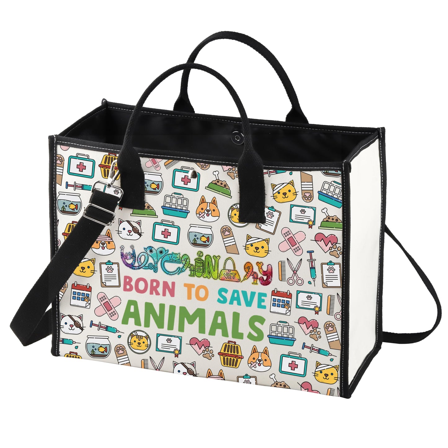 LEVLO Veterinarian Cosmetic Make Up Bag Veterinary Technician Gift Born To Save Animals Makeup Zipper Pouch Bag For Veterinarian Assistant Student (Save Animals LT)