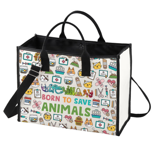 LEVLO Veterinarian Cosmetic Make Up Bag Veterinary Technician Gift Born To Save Animals Makeup Zipper Pouch Bag For Veterinarian Assistant Student (Save Animals LT)