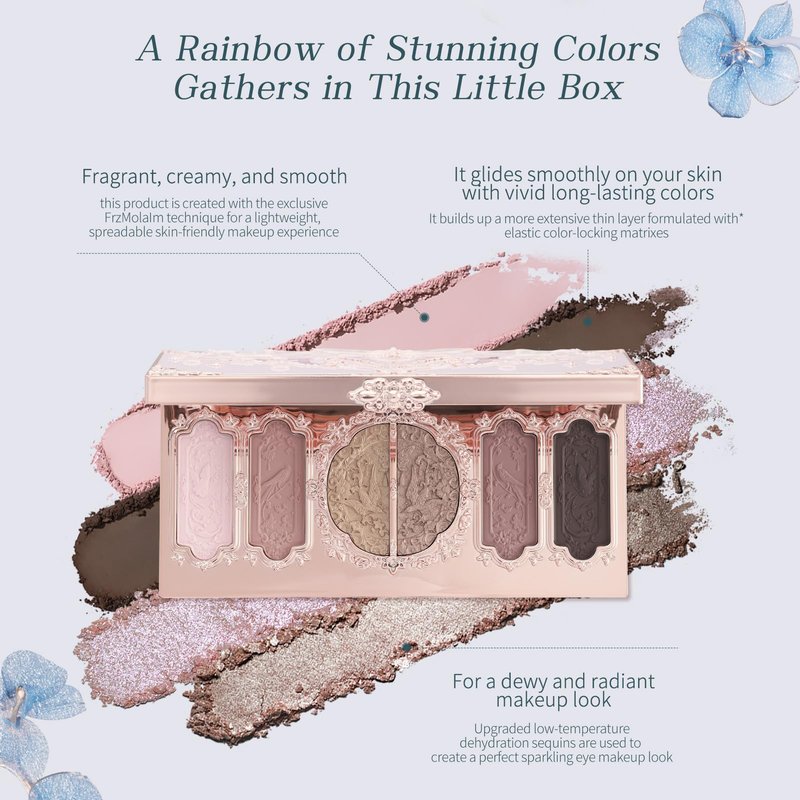 Flower Knows Butterfly Cloud Collar Embossed Six-Color Makeup Palette,Beige Face Palette with 4 Matte + 2 Shimmer Shades,Blendable Smooth Cute Make Up,0.23 oz(01 Terracotta Brick)