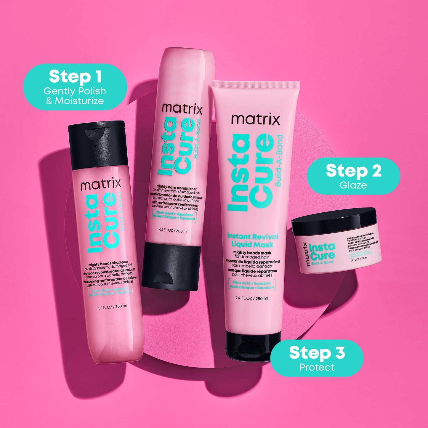 Matrix Instacure Build-A-Bond Instant Revival Liquid Mask - Strengthening Hair Repair For Very Damaged Hair, Citric Acid & Squalane, Softens & Smooths, Vegan & Sulfate-Free