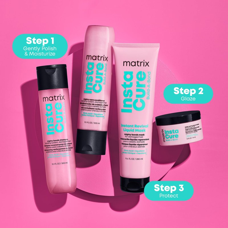 Matrix Instacure Build-A-Bond Instant Revival Liquid Mask - Strengthening Hair Repair For Very Damaged Hair, Citric Acid & Squalane, Softens & Smooths, Vegan & Sulfate-Free