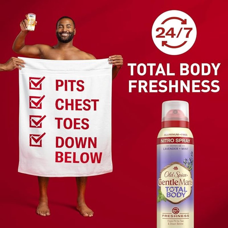 Old Spice Whole Body Deodorant for Men, Total Body Deodorant, Lavender + Mint, Aluminum Free Deodorant Spray for 24/7 Freshness Whole Body Deo 3.5 oz (Pack Of 3)
