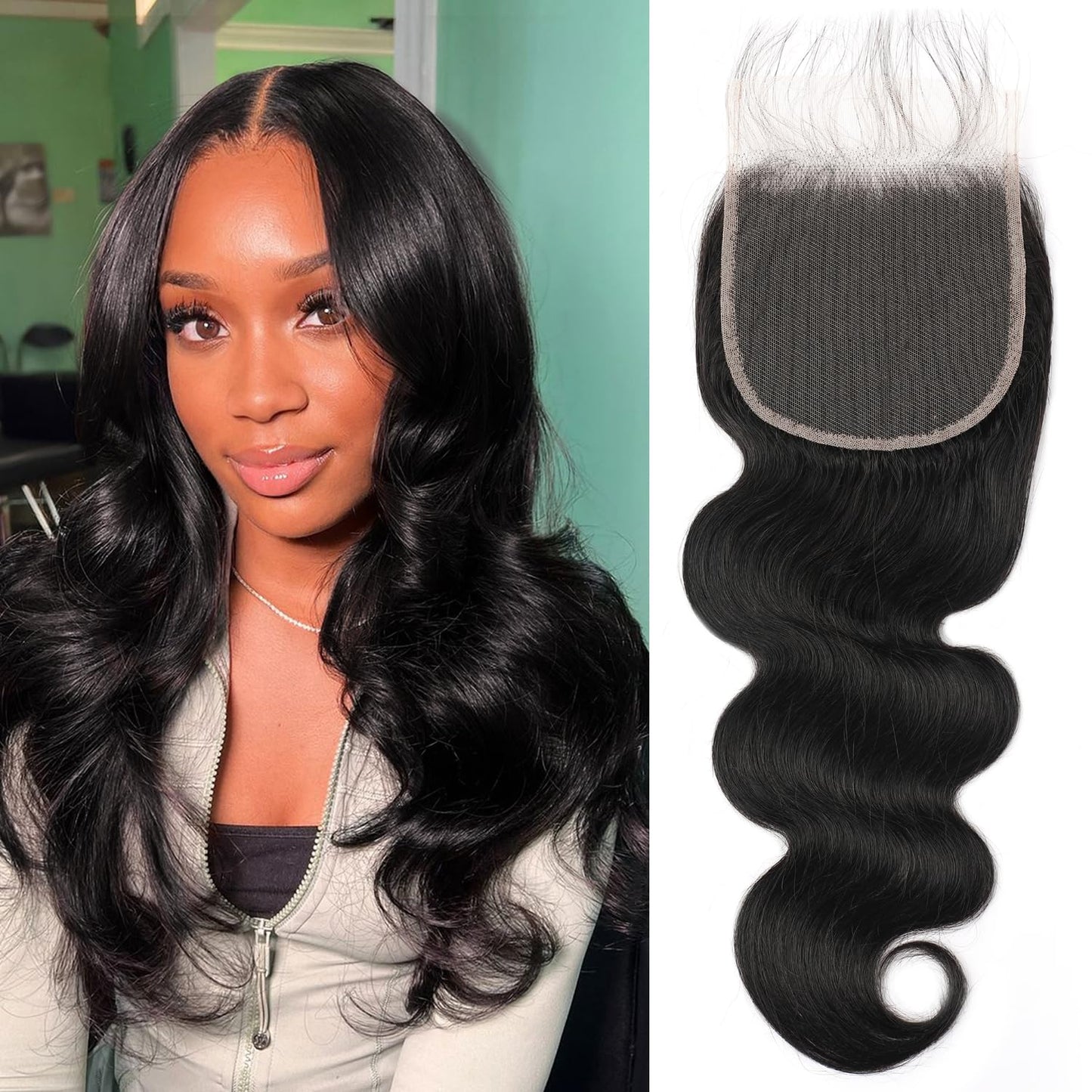 HD Lace Closure Human Hair Ultra-thin Frontal 5x5 HD Lace Closure Body Wave 12A Virgin Remy Human Hair Pre Plucked With Baby-Hair Small Single Knots Natural Black 12 Inch