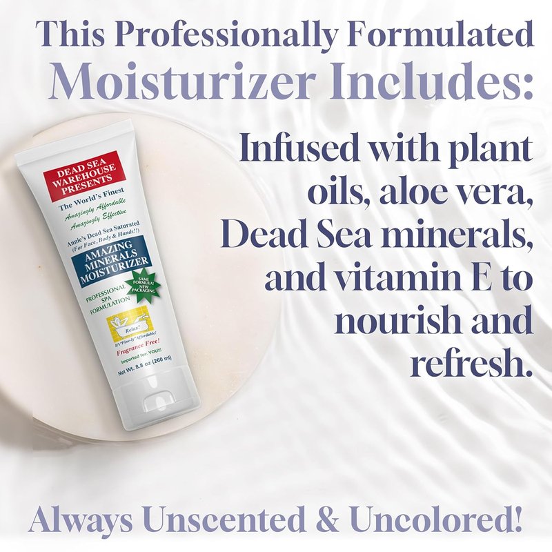 Dead Sea Minerals Moisturizer - Hydrating Body Lotion for Extremely Dry Skin | Fragrance-Free for Face, Body & Hands