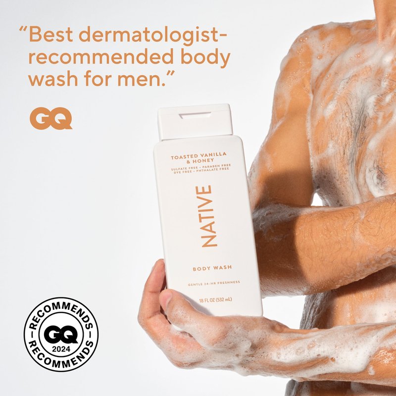 Native Body Wash Contains Naturally Derived Ingredients | For Women & Men, Sulfate, Paraben, & Dye Free Leaving Skin Soft and Hydrated | Toasted Vanilla & Honey 18 oz