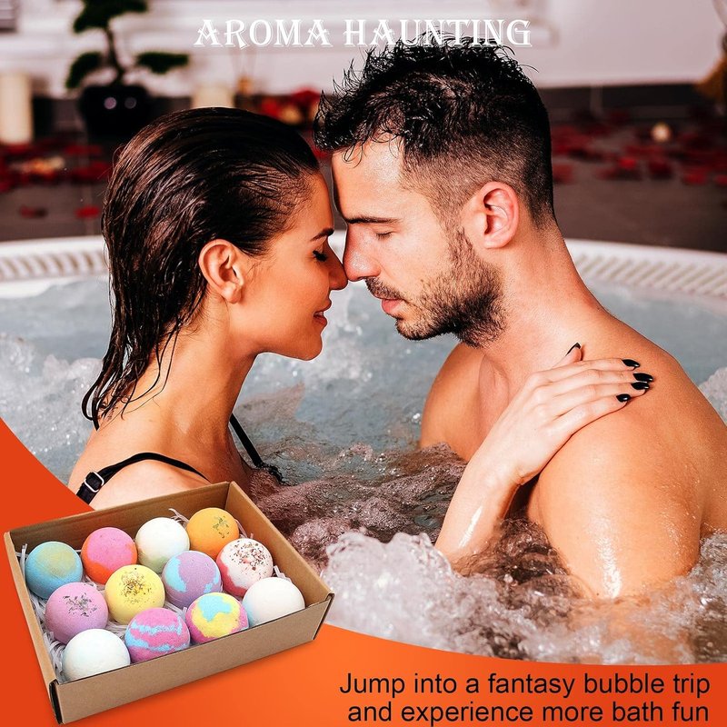 Bath Bombs Gift Set - 12 PCS Vanilla Menthol & Rose Extract | Moisturizing Fizzy Spa Relaxation