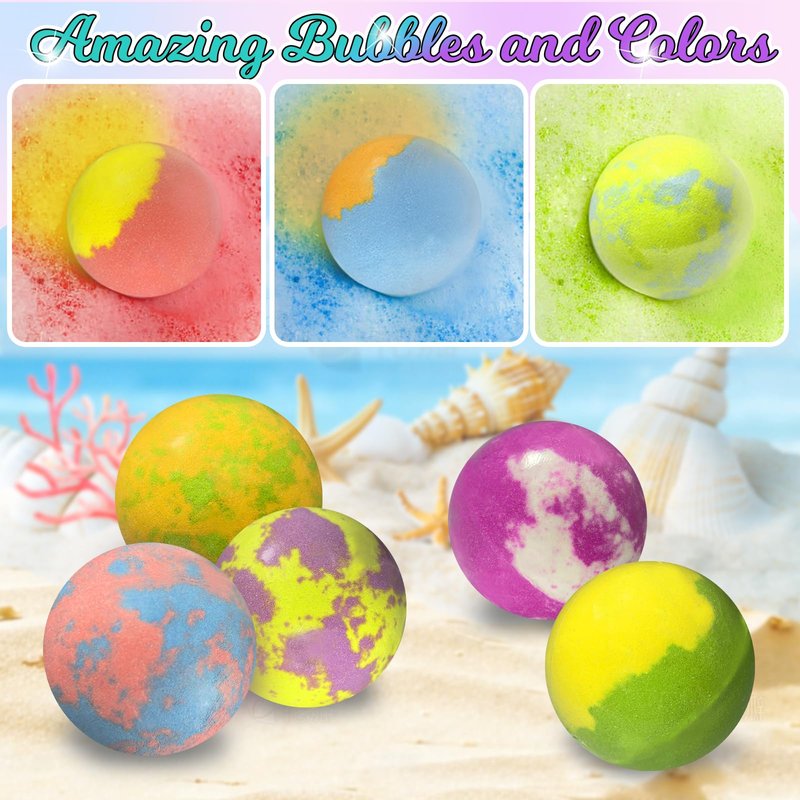 Bath Bombs for Girls Kids with Surprise Inside, 20 Fun Princess Fizzy Bath Bomb with Jewelry Toys, Mermaid Gifts for Daughter Granddaughter Niece, Girls Gift Set for Valentines Day, Easter, Birthday