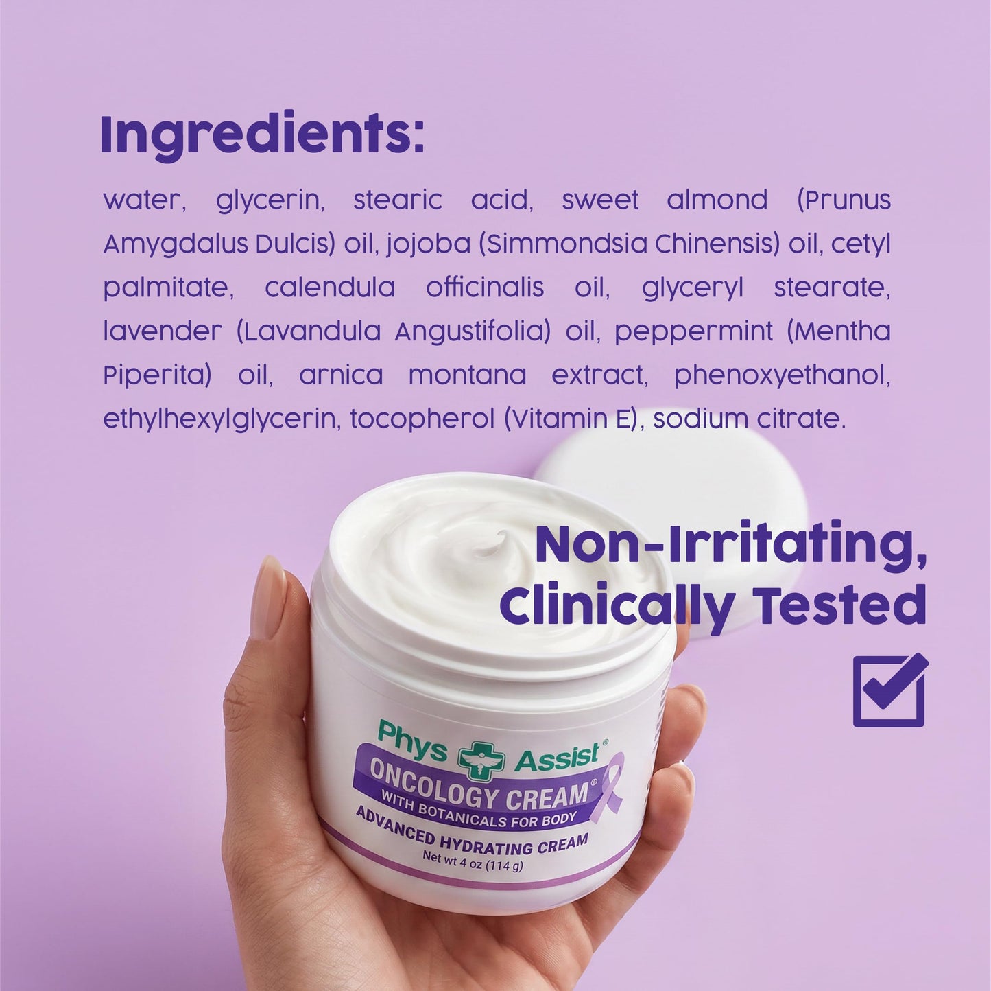 PhysAssist Oncology Cream with Botanicals for Body 4 oz + Lip Balm 3 Pack. Skin Therapy Set for Dry, Sensitive & Stressed Skin – Hydrating Body Cream & Moisturizing Lip Care