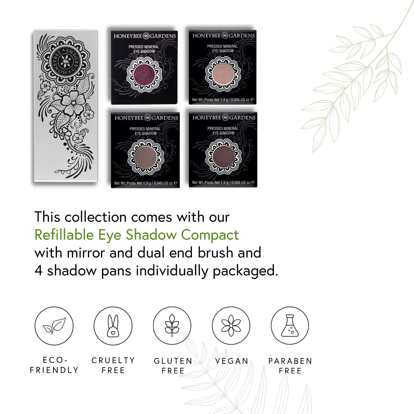 Honeybee Gardens Amethyst Glow Refillable Eye Shadow Palette – 4 Clean and Bold Shades, Highly Pigmented Natural Eyeshadow, Vegan, Gluten, Talc & Paraben-Free Makeup Palette - Travel Size Compact